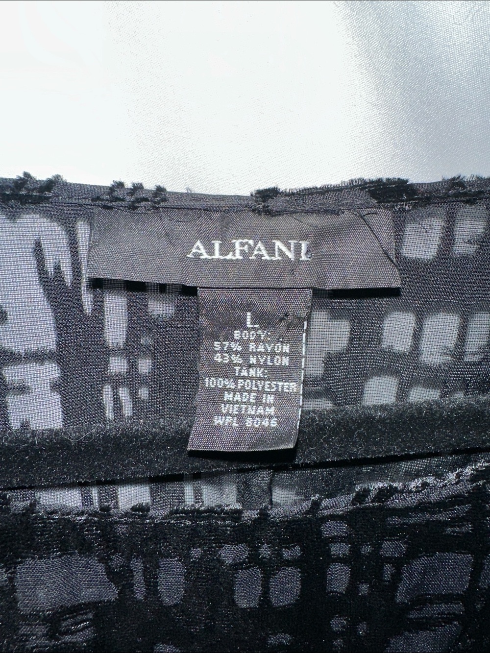 Alfani Black Sheer Grid-Print Blouse - Picture 2 of 8